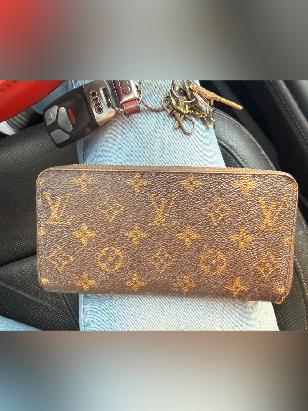Louis Vuitton Monogram Canvas Zip Wallet in Brown and Tan